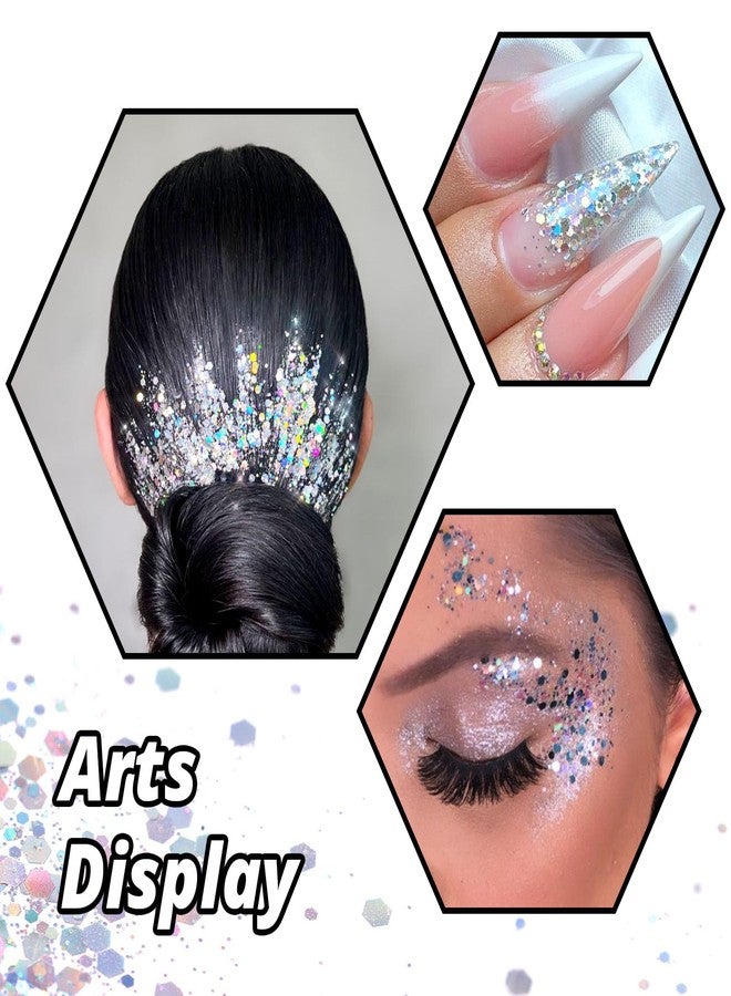 اتش تي في رونت بريق فضي هولوغرافي سميك من HTVRONT - 100 غرام/3.53 أونصة، بريق فضي للأعمال اليدوية، والراتنج، والأظافر، والأكواب، والمكياج - Image 5